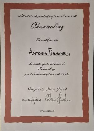 Attestato corso di Channeling, 2010